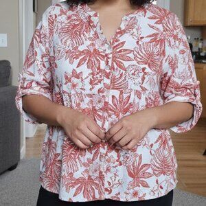 Panama Jack sz 2X floral / Hawaiian linen blend pullover tunic shirt